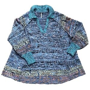 Free People Seasons of Sun Sweater Boho Mini Dress Tunic Size Medium